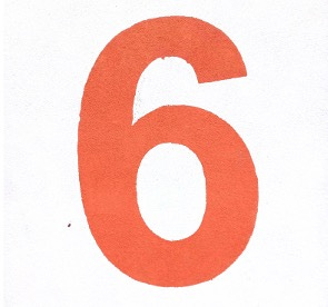A large, bold, orange number 6. A large, bold, orange number 6 is centered on a white background, highlighting our June leadership insights reading list.